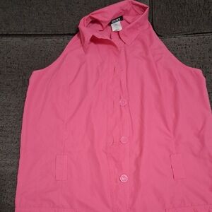 DKNY Hot Pink Sleeveless Button-Front Romper